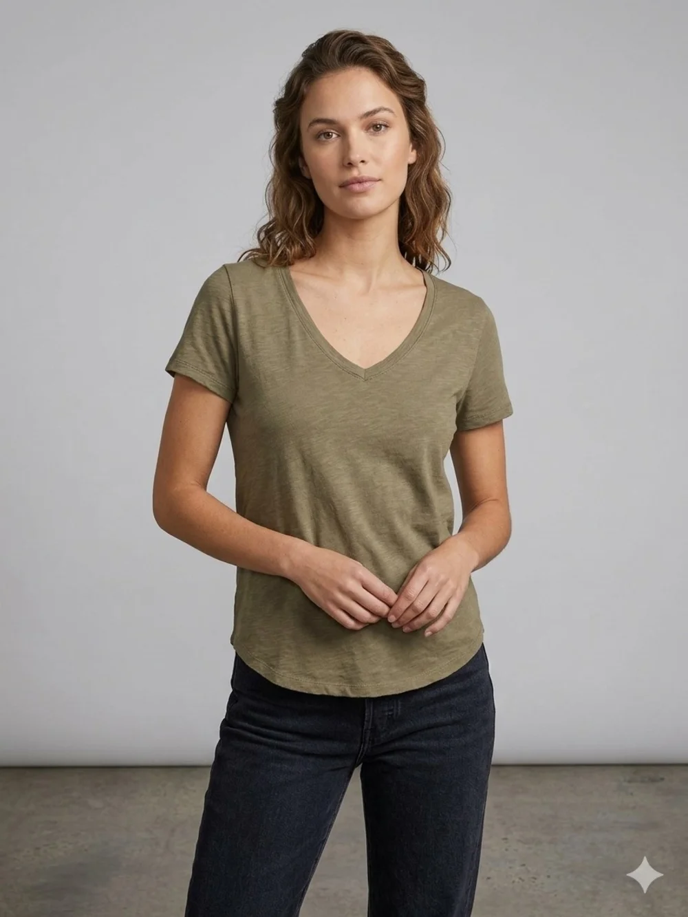 LAmade Everyday V-Neck Short-Sleeve Tee - Olive Green - Picture 1 of 9